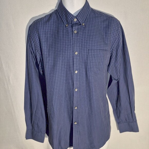 Van Heusen Dress shirt two tone blue stripes/checks, in size MED. (15-15.5) - Picture 1 of 15